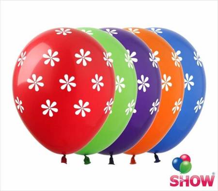 Balloons 12" with print "Flowers" (10 pcs.)