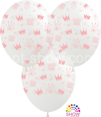Balloons 12" with print "Pink Crown" (10 pcs.)