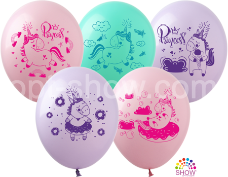 Balloons 12" with print "Unicorns" (10 pcs.)